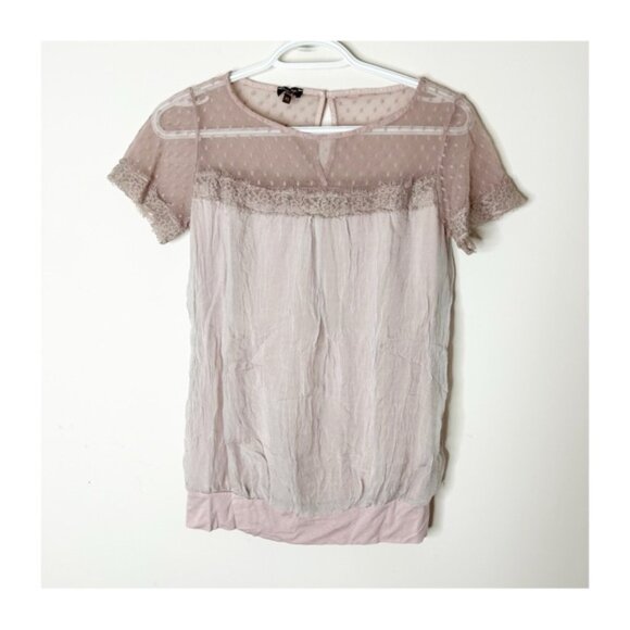 Phase Eight Silk Blouse Top Short sleeve Lace trim Y2k 00s Size XS - Picture 3 of 13